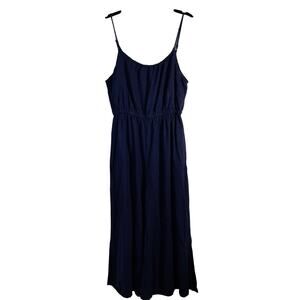 Haute Hippie, Size Small, Navy Blue Linen Wide Leg Jumpsuit, Relaxed, Maxi Look